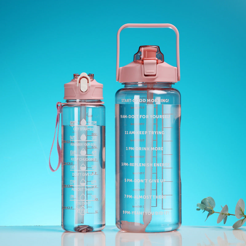 Women's motivation water bottle with integrated time markings and ergonomic design Bowlift