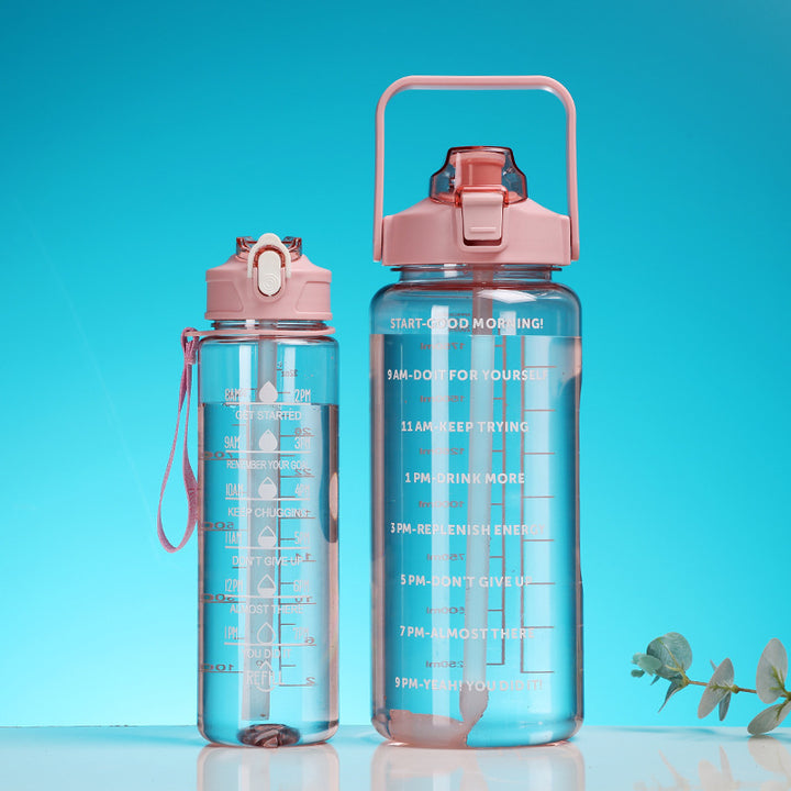 Women's motivation water bottle with integrated time markings and ergonomic design Bowlift
