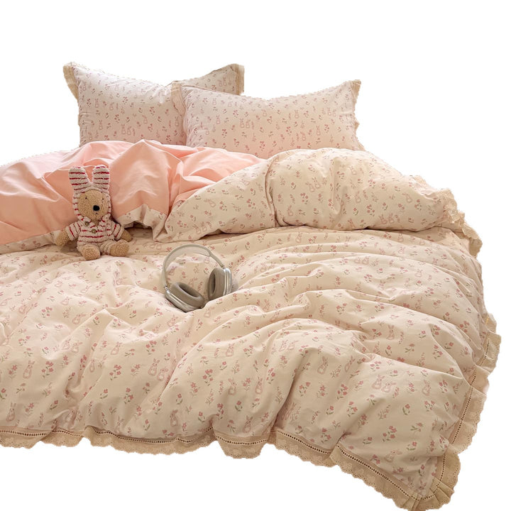 Floral Print Cotton Bedspread
