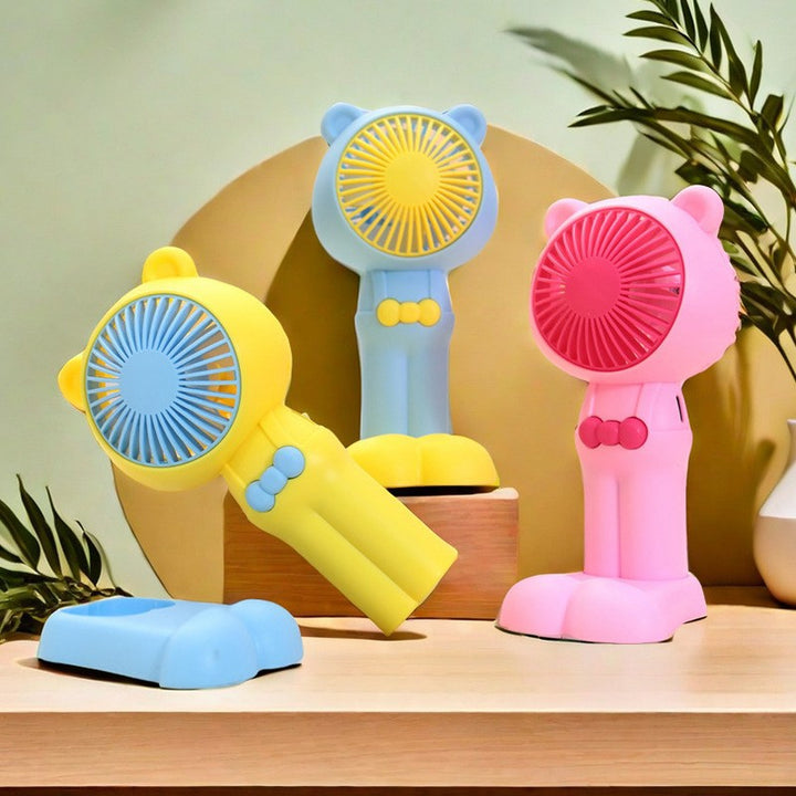 Women's Portable Mini Hand Fan in Cute Bear Design Bowlift