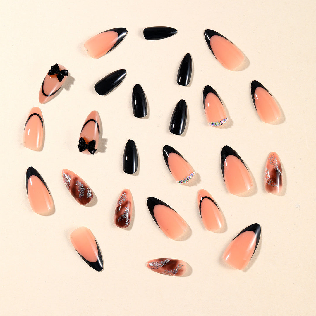 Artistic Stiletto Nail Art Extensions with Bow Accents Bowlift