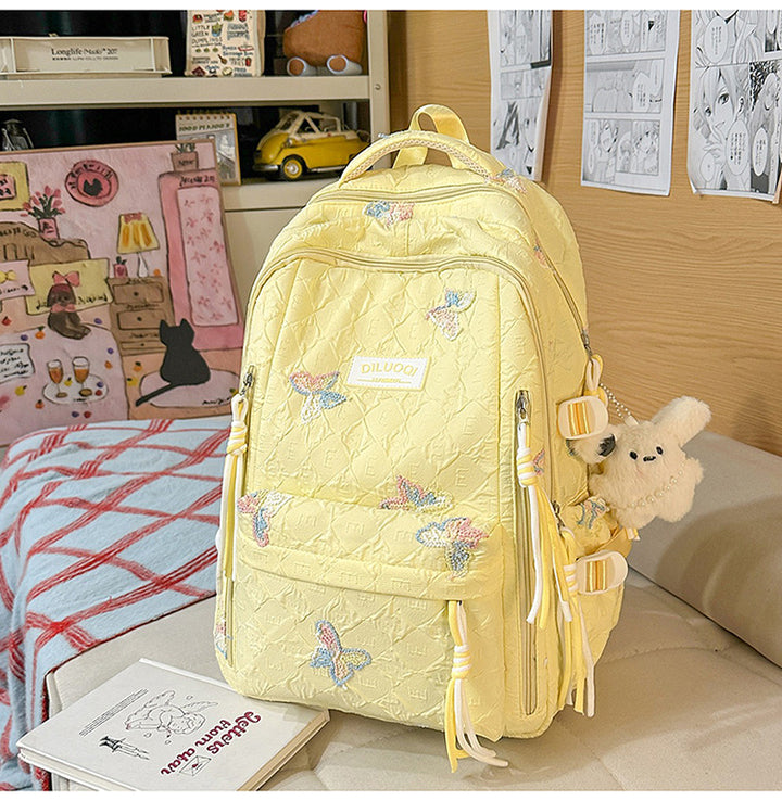 Floral Embroidered Durable School Backpack Bowlift
