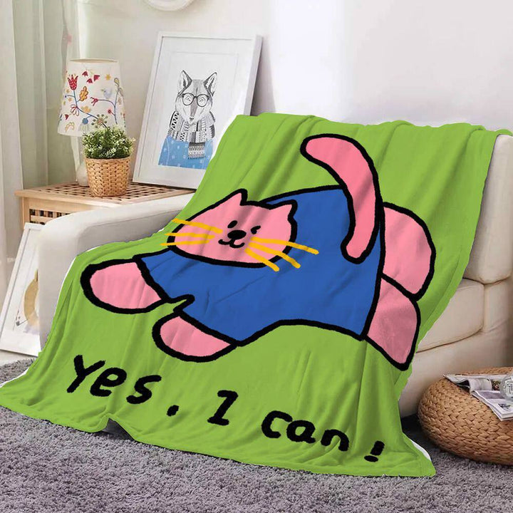 Cartoon Cat-Themed Fleece Throw Blanket