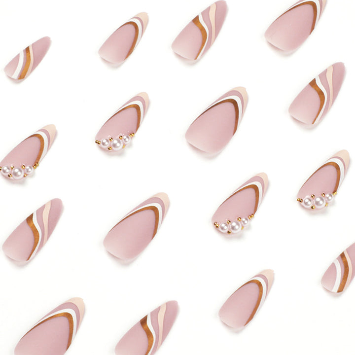 Artistic stiletto nails with elegant wave design Bowlift