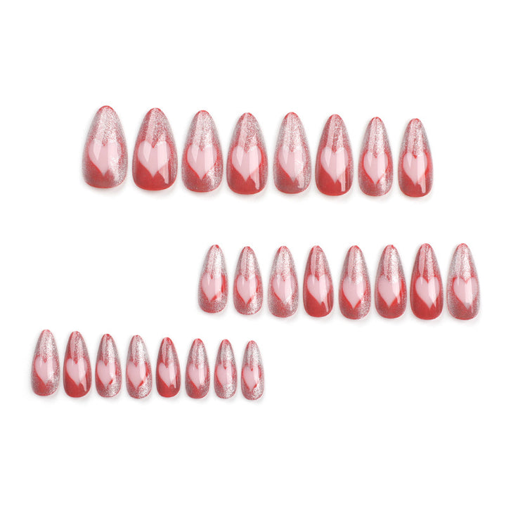 Artful Nail Extensions with Heart Design Bowlift