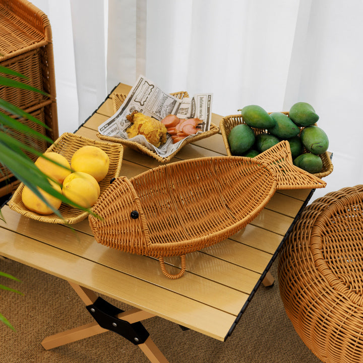 Decorative Woven Fish-Shaped Basket Bowlift