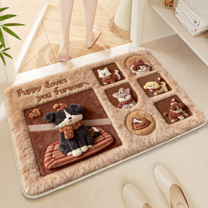 Cute Cartoon Animal-Themed Plush Bath Mat