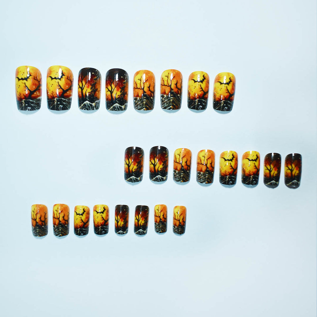 Artistic Halloween-Themed Press-On Nail Set Bowlift