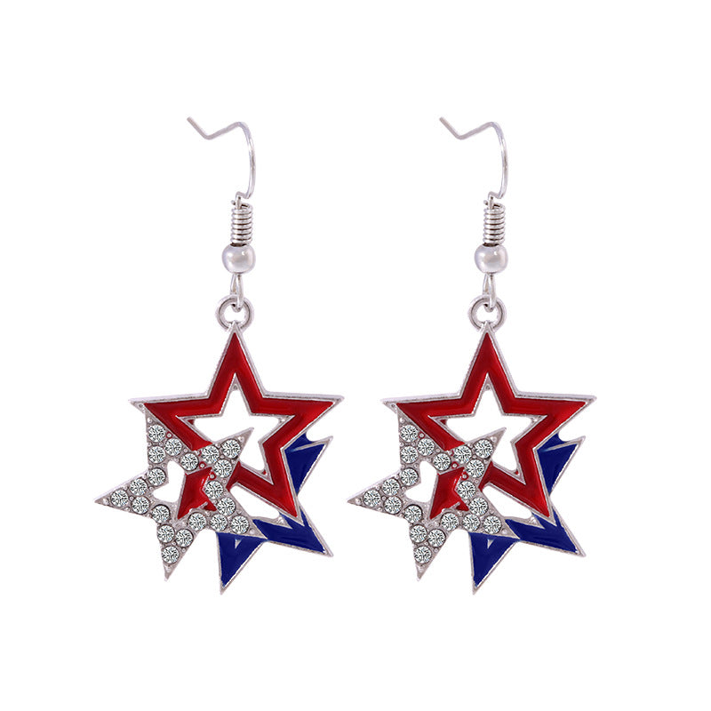 Women's long multi-layer star drop earrings with crystal embellishments and rhodium-plated alloy Bowlift
