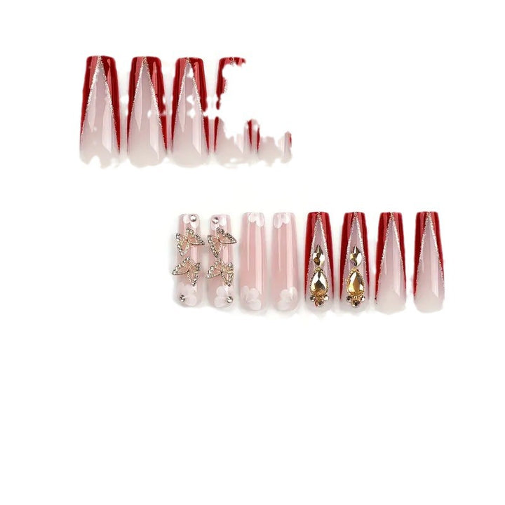 Glamorous Decorative Long-Length Press-On Nails Bowlift