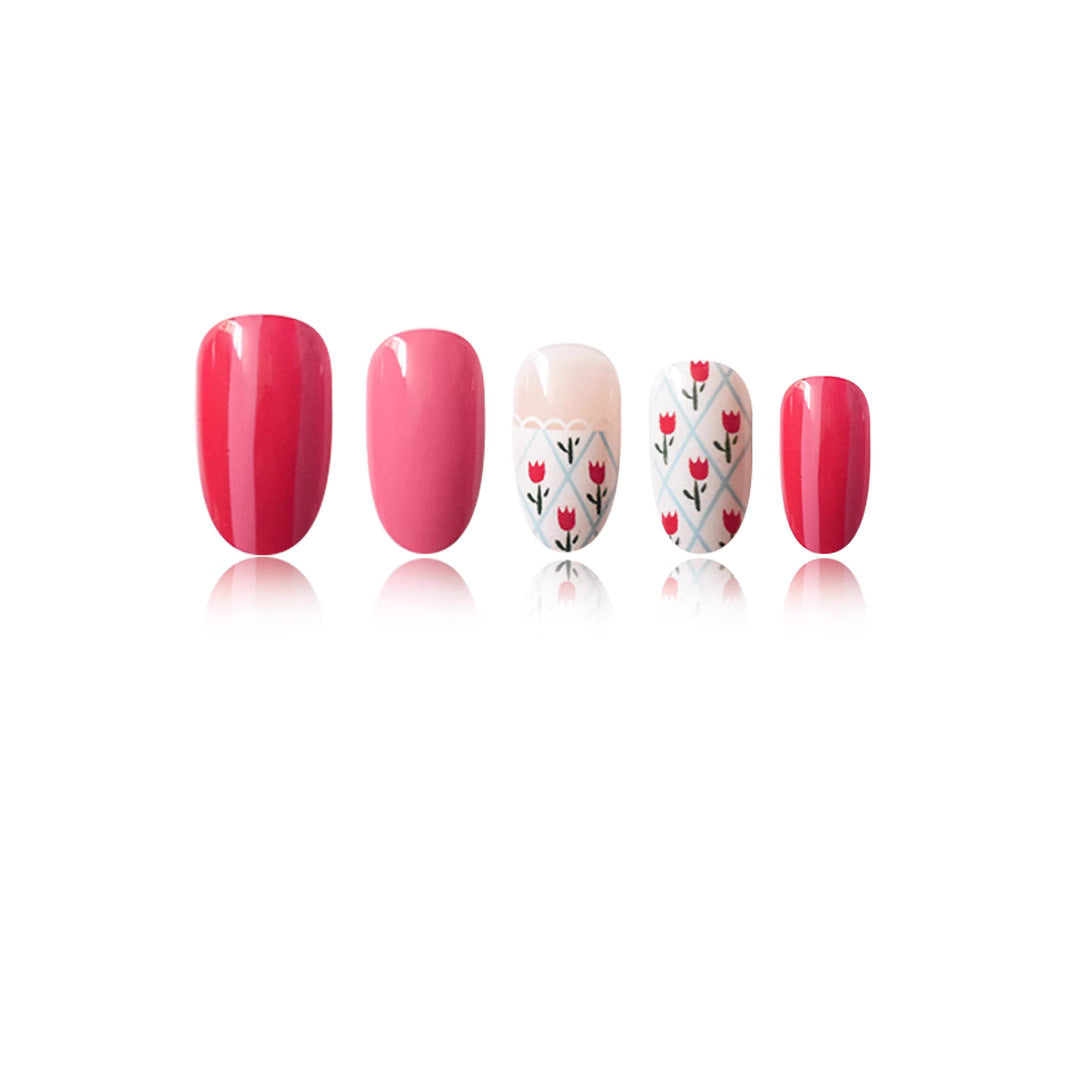 Artistic Floral Patterned Press-On Nail Art Set Bowlift
