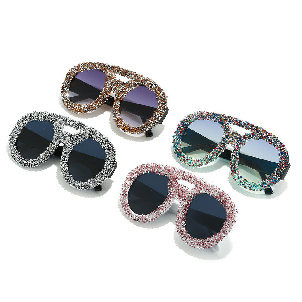 Women's fashionable sunglasses with glamorous rhinestone frame Bowlift
