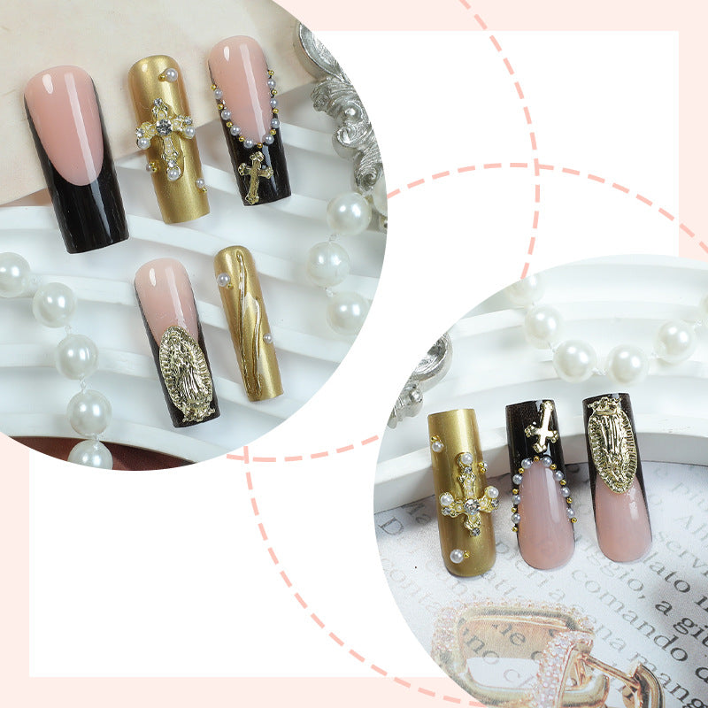 Artistic Press-On Nail Collection with Glamorous Gem Accents Bowlift