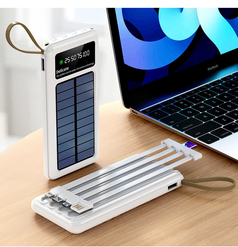 Solar Powerbank with Multifunctional Charging Cables Bowlift