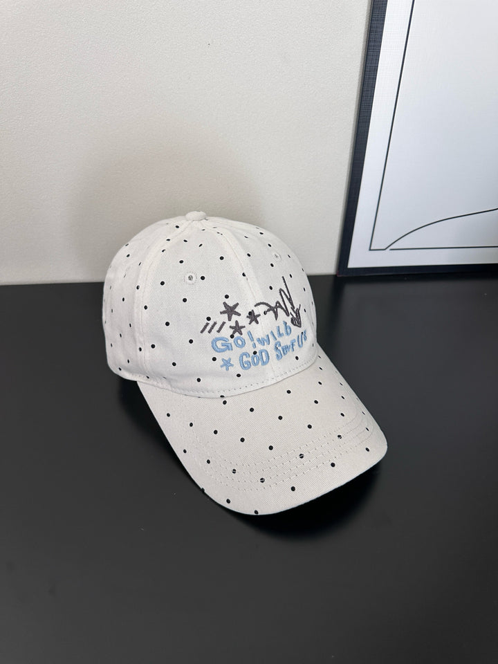 Women's Trendy Polka Dot Embroidered Baseball Cap Bowlift