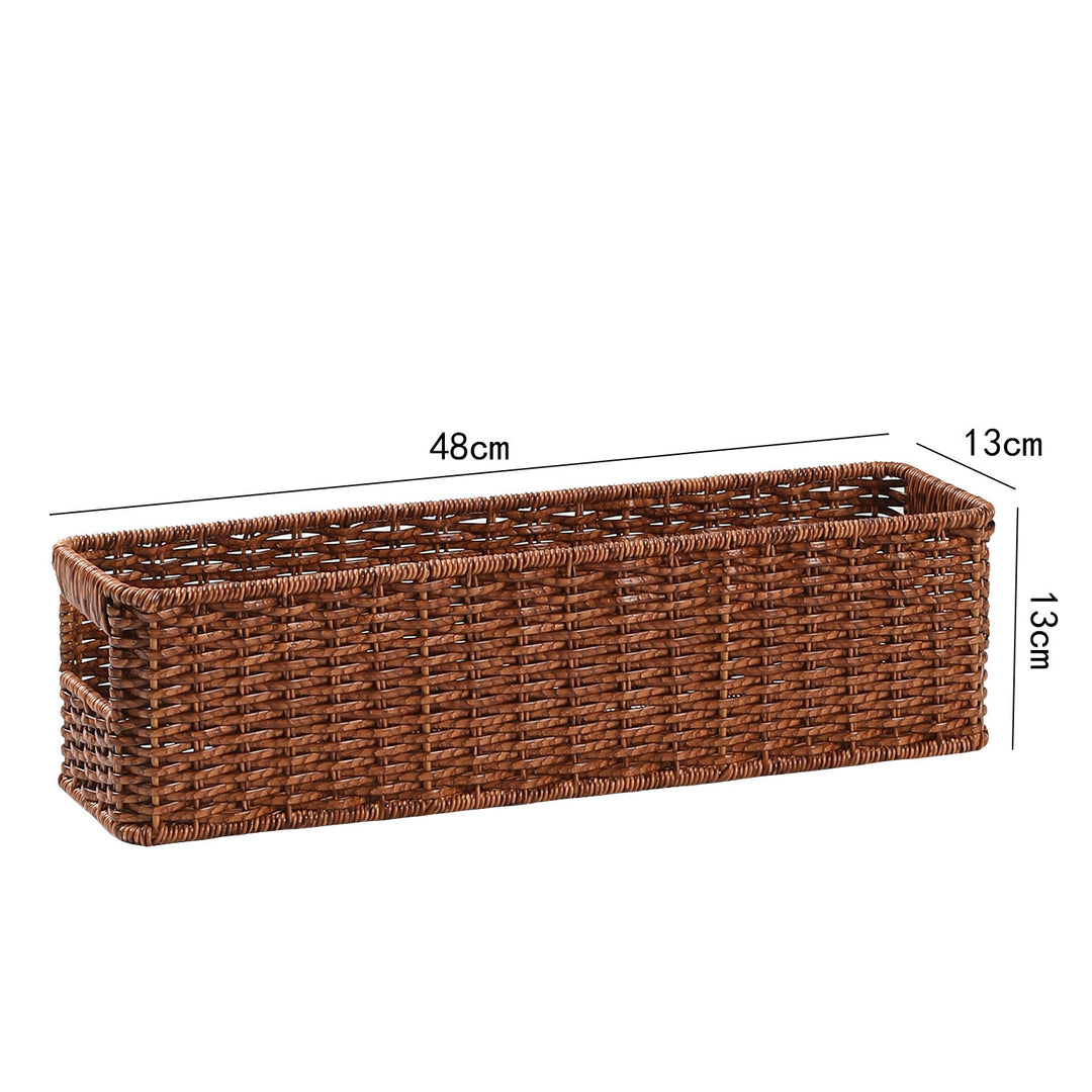 Handwoven Rectangular Storage Basket with Cut-Out Handles Bowlift