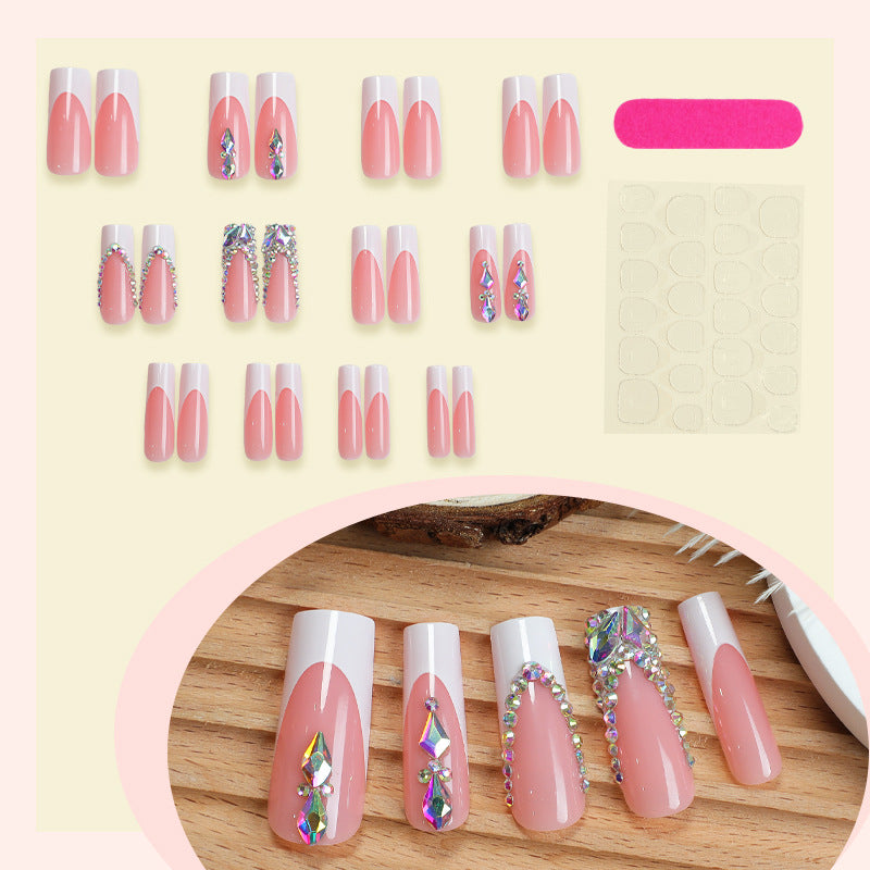 Decorative Press-On Nail Set with Gemstone Accents Bowlift