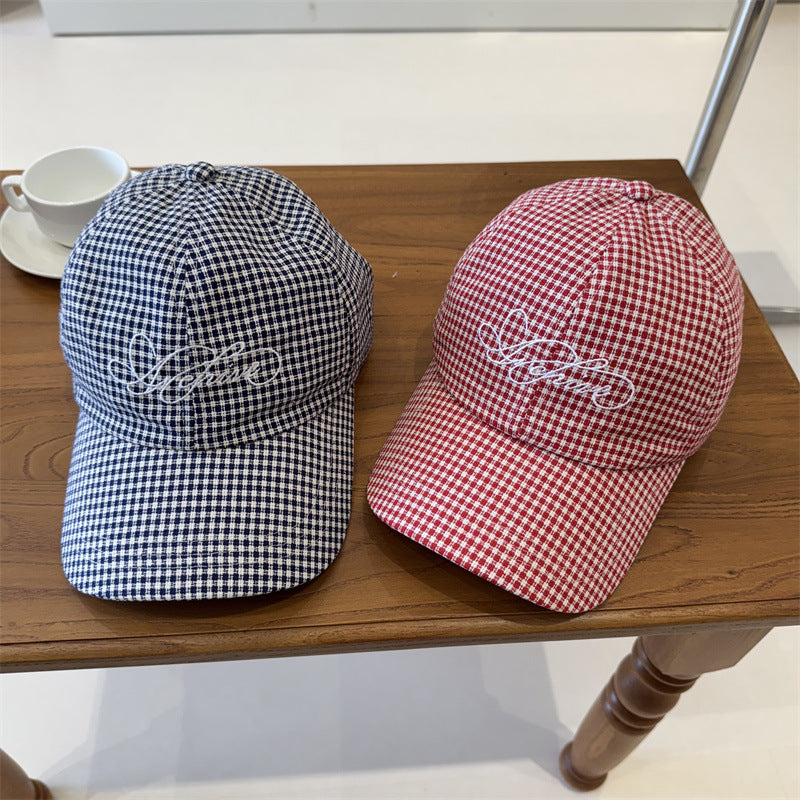 Women's Gingham Checkered Baseball Cap Bowlift