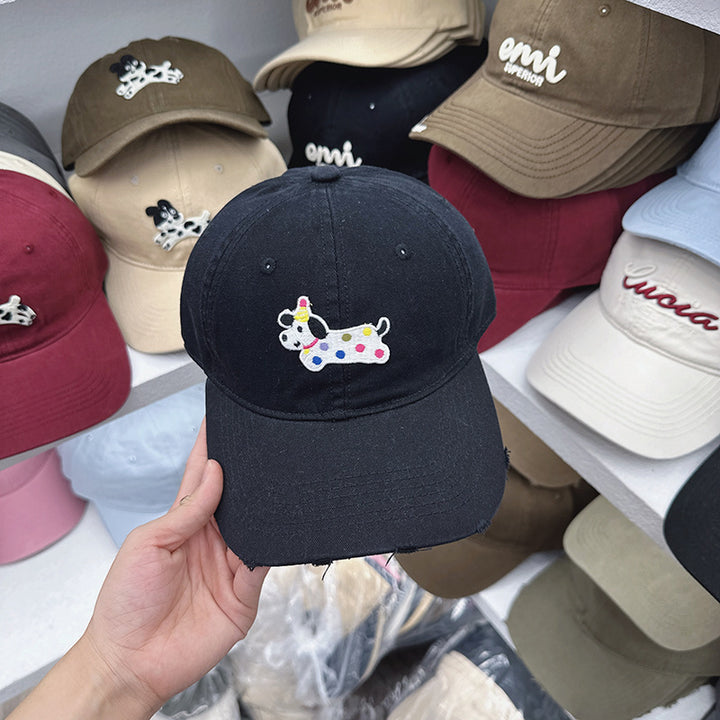 Women's Cute Embroidered Dog-Themed Baseball Cap Bowlift