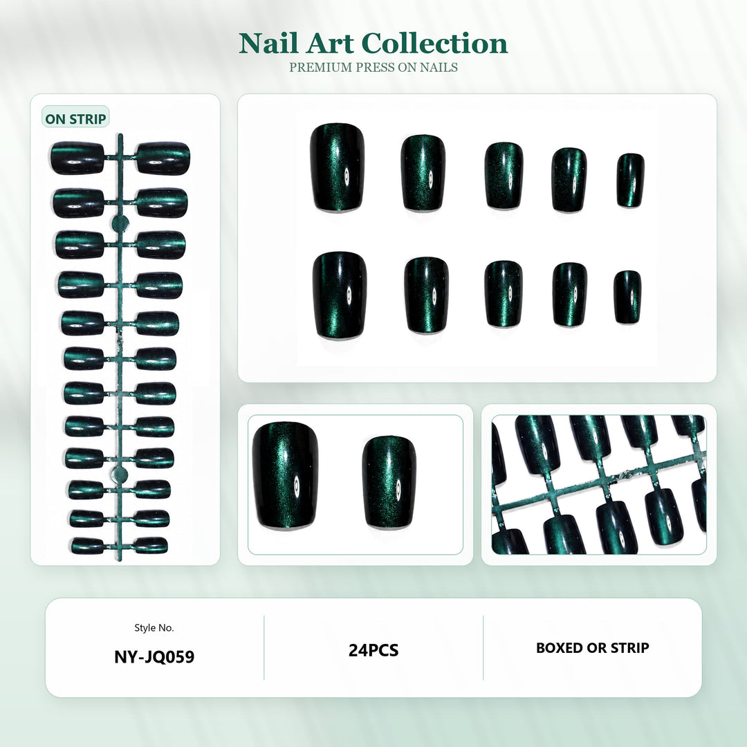 Premium Press-On Nails with Metallic Shine Bowlift