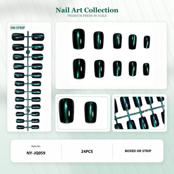 Premium Press-On Nails with Metallic Shine Bowlift