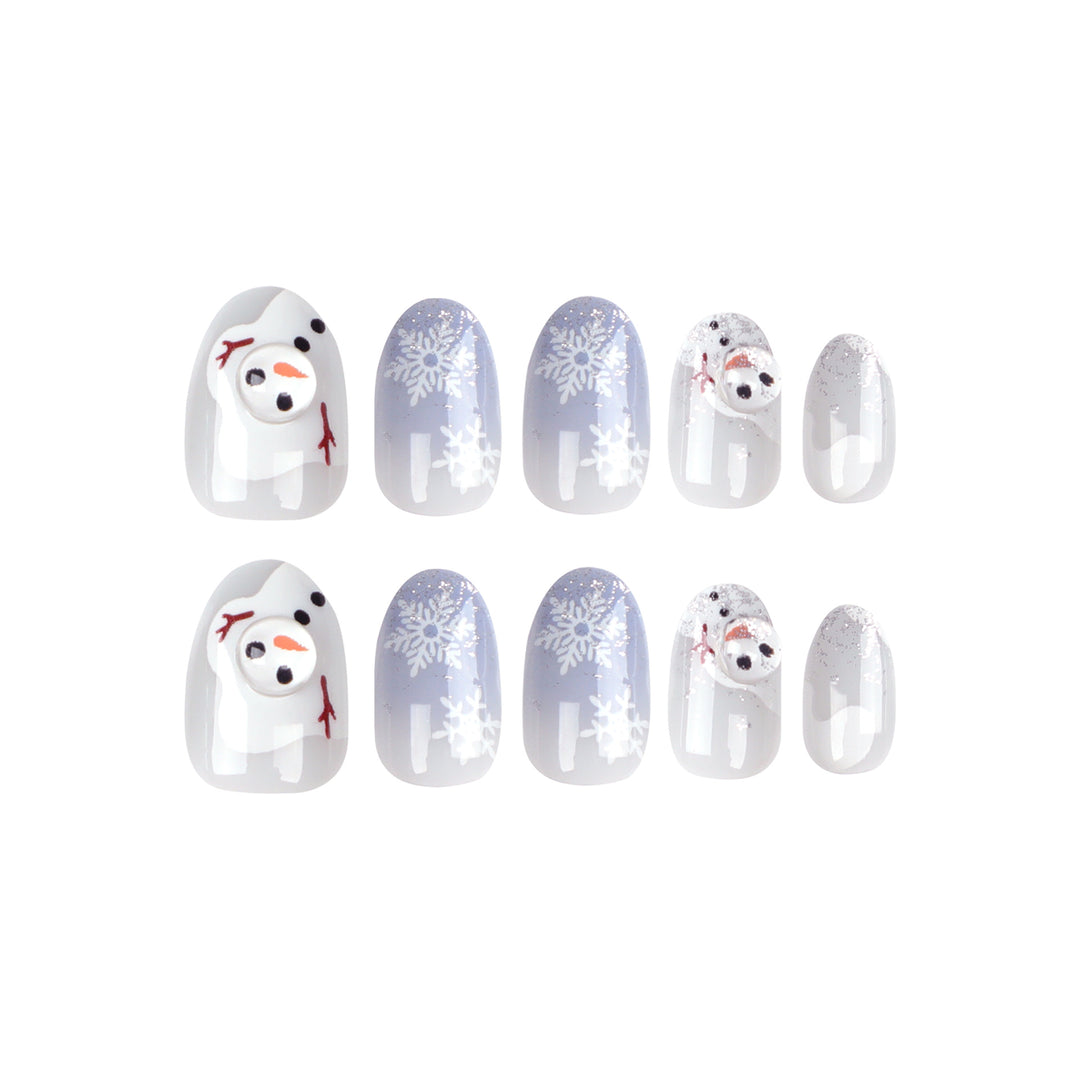 Artful Winter Nail Extensions with Snowman Design Bowlift