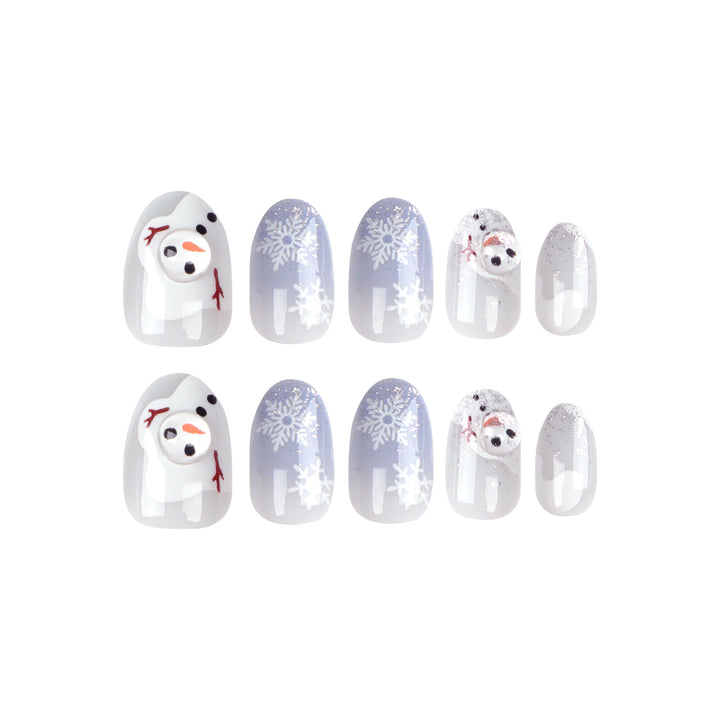 Artful Winter Nail Extensions with Snowman Design Bowlift