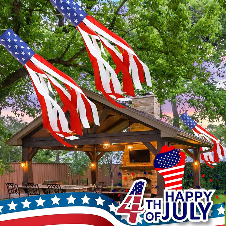 Unisex nan patriotic outdoor American flag windsock and streamer patio decor set Bowlift