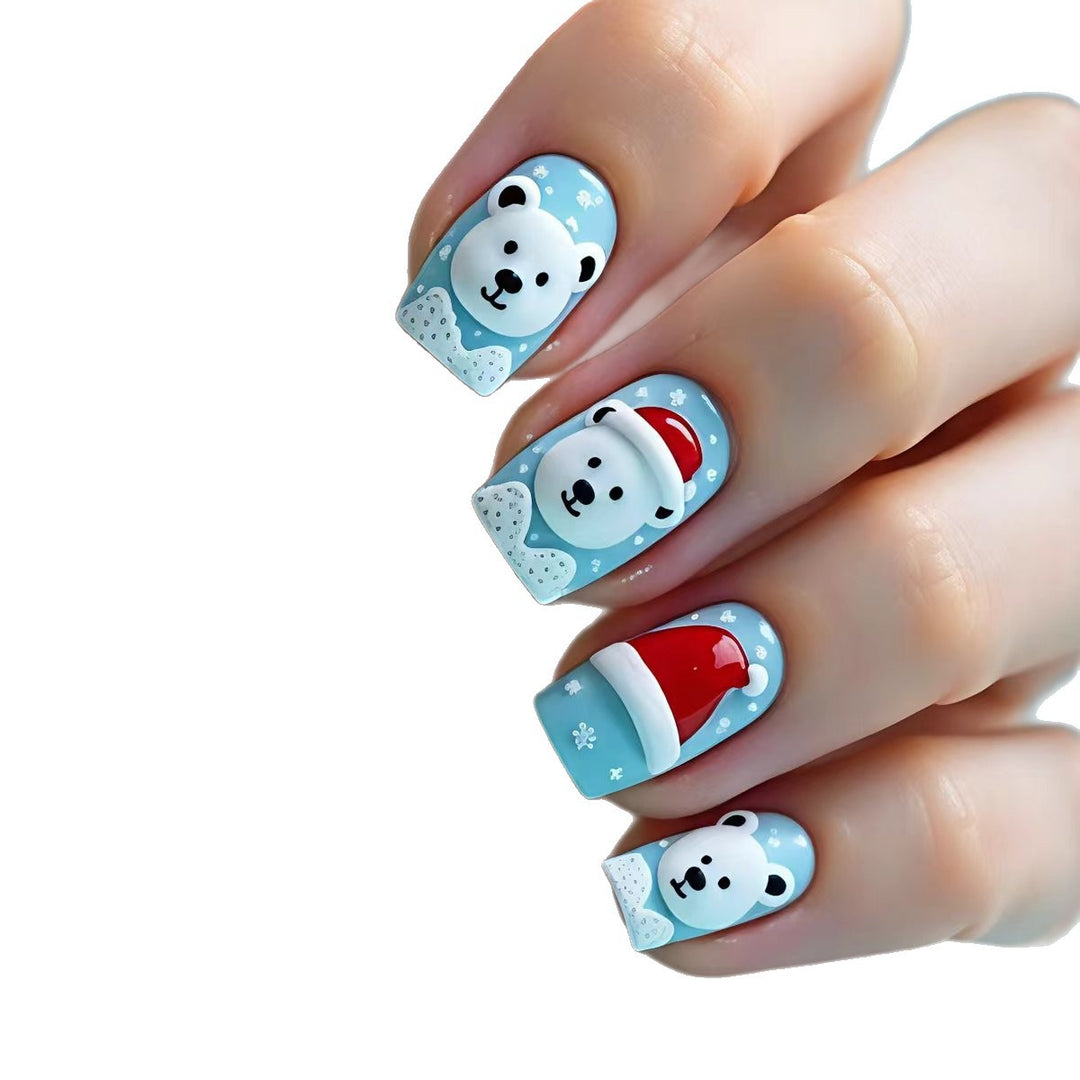 Artificial nails with winter polar bear design Bowlift