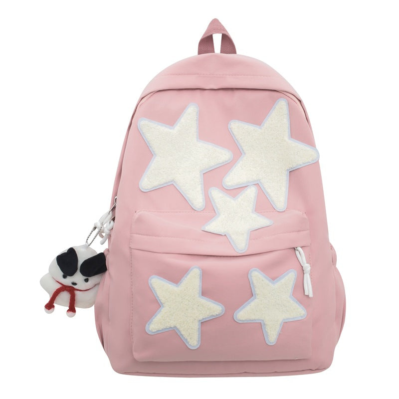 Star-Embroidered Casual Backpack Bowlift
