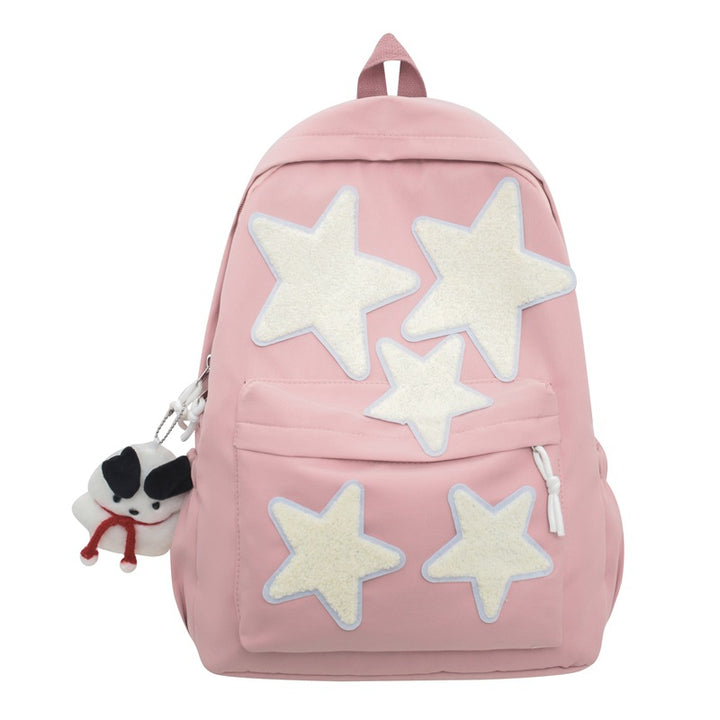 Star-Embroidered Casual Backpack Bowlift