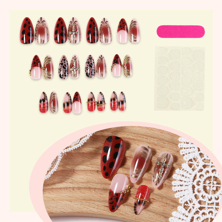 Artificial nail set with vibrant ladybug design and creative accents Bowlift