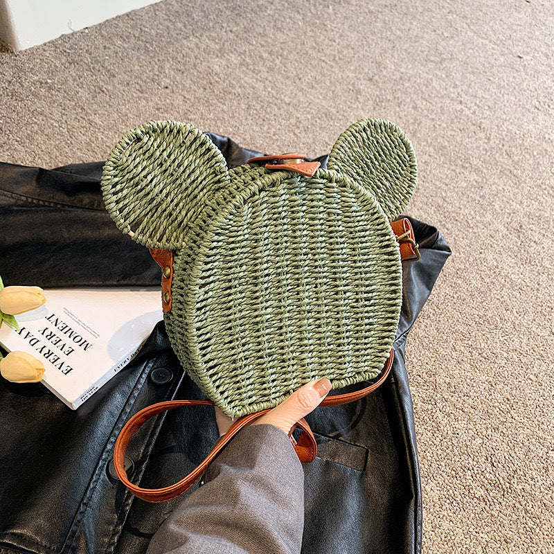 Ladies Round Basket with Rabbit Ear Design Bowlift