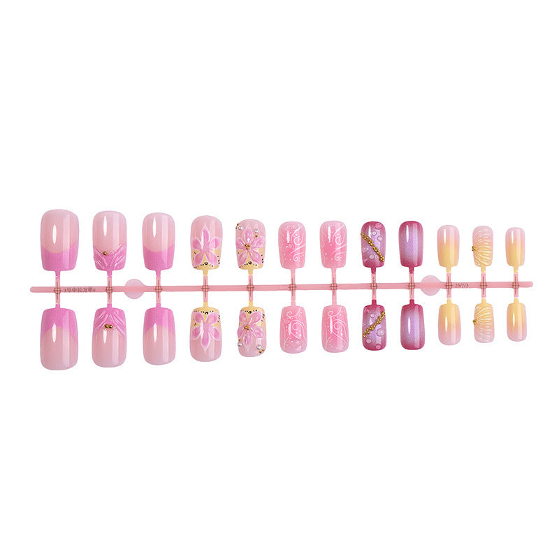 Artificial nail set with floral and glamorous designs Bowlift