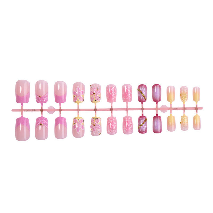 Artificial nail set with floral and glamorous designs Bowlift