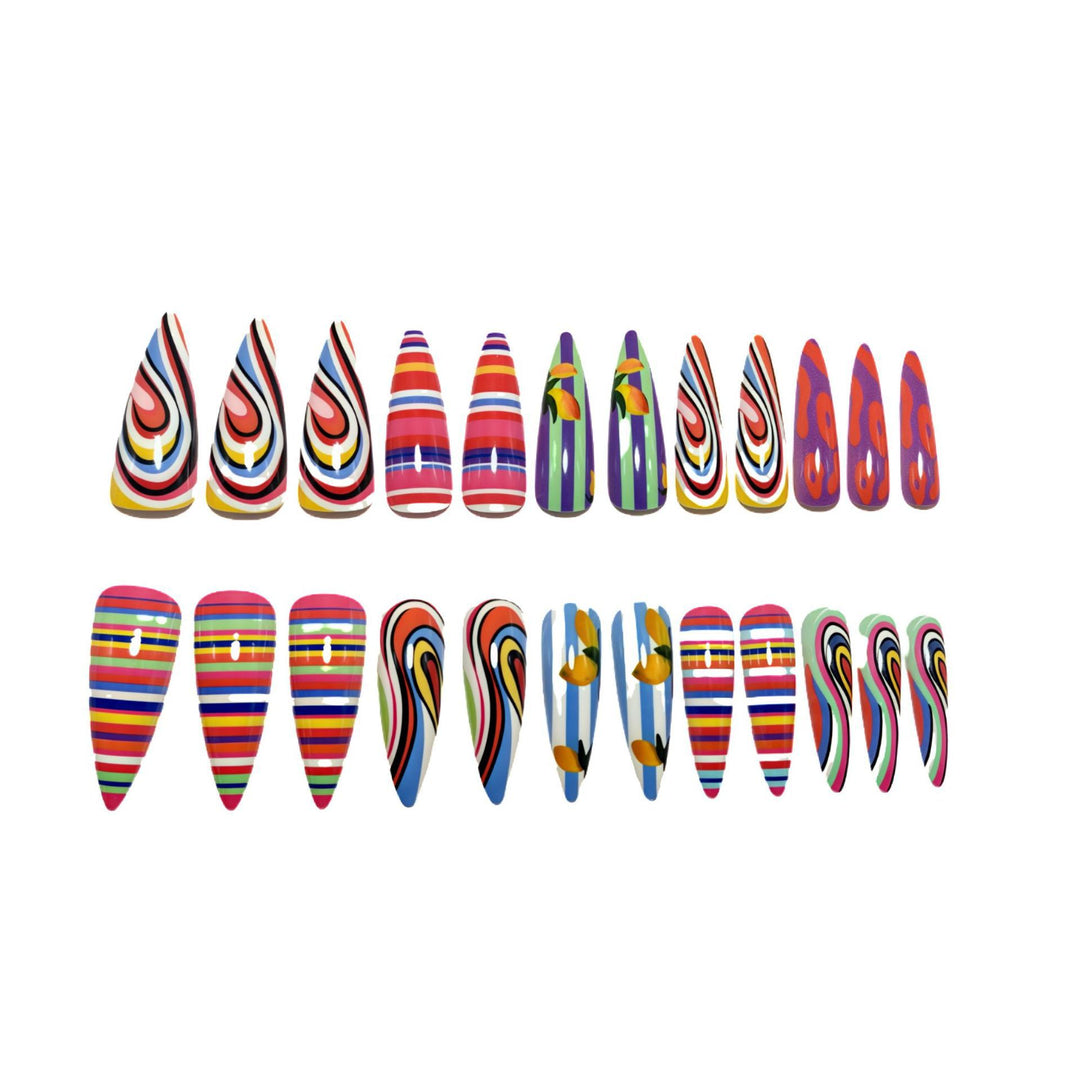 Creative artificial nails with multicolor design Bowlift