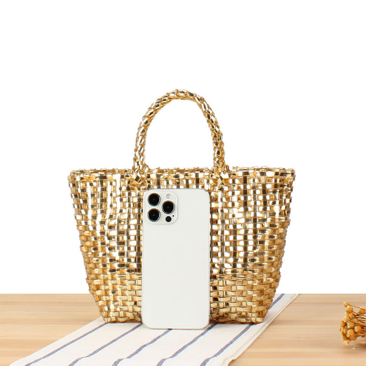 Handbag Made of Woven Natural Material with Elegant Accents Bowlift
