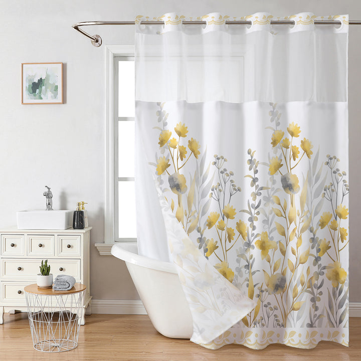 Floral Design Shower Curtain Bowlift
