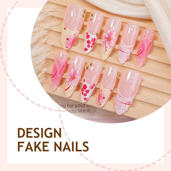 Creative art nail set with floral and glittering accents Bowlift