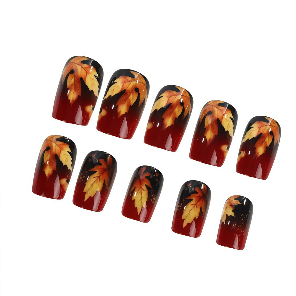 Artificial nails with autumn leaf design Bowlift