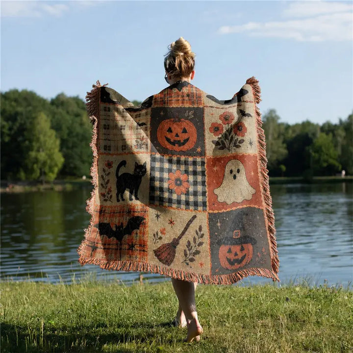 Decorative Halloween-Themed Throw Blanket