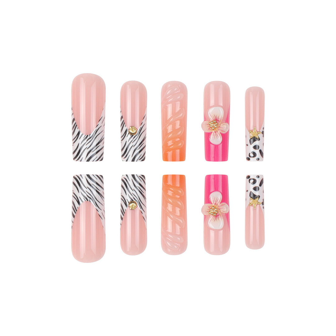 Floral Themed Press-On Nail Extensions Bowlift