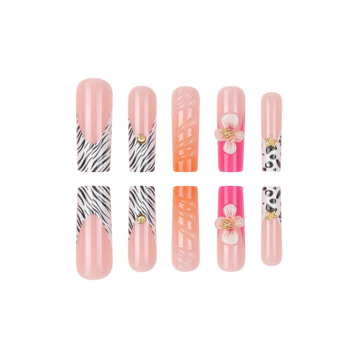 Floral Themed Press-On Nail Extensions Bowlift