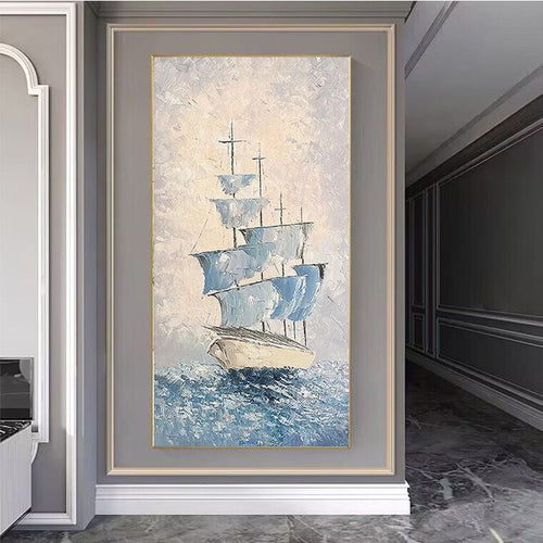 Nautical-Themed Textured Canvas Artwork