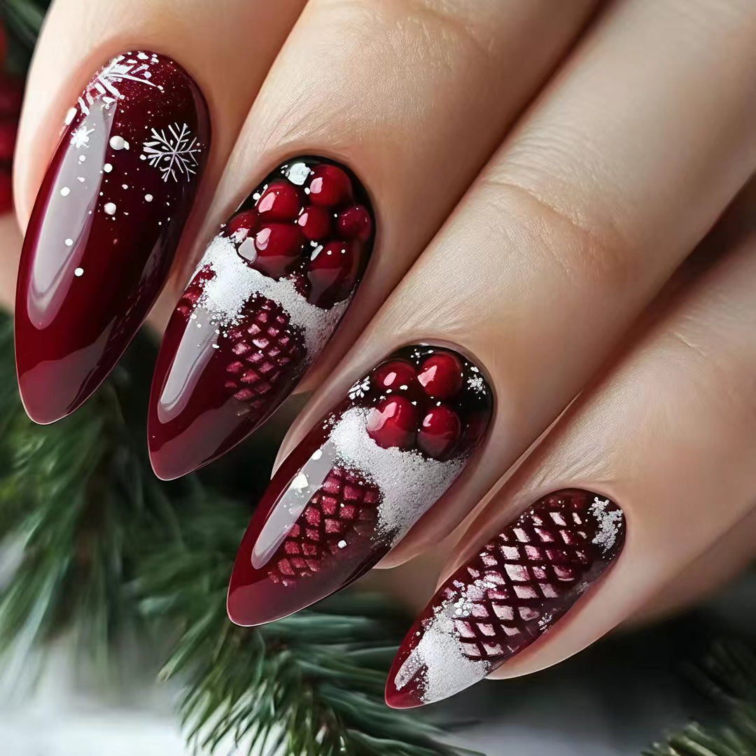 Artificial nails with festive winter design Bowlift
