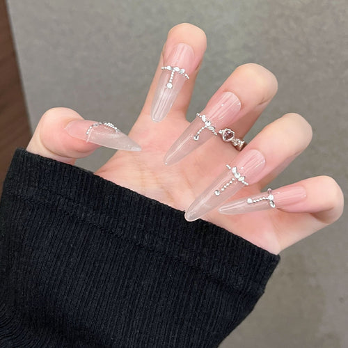 Elegant Rhinestone-Accented Press-On Nails Bowlift
