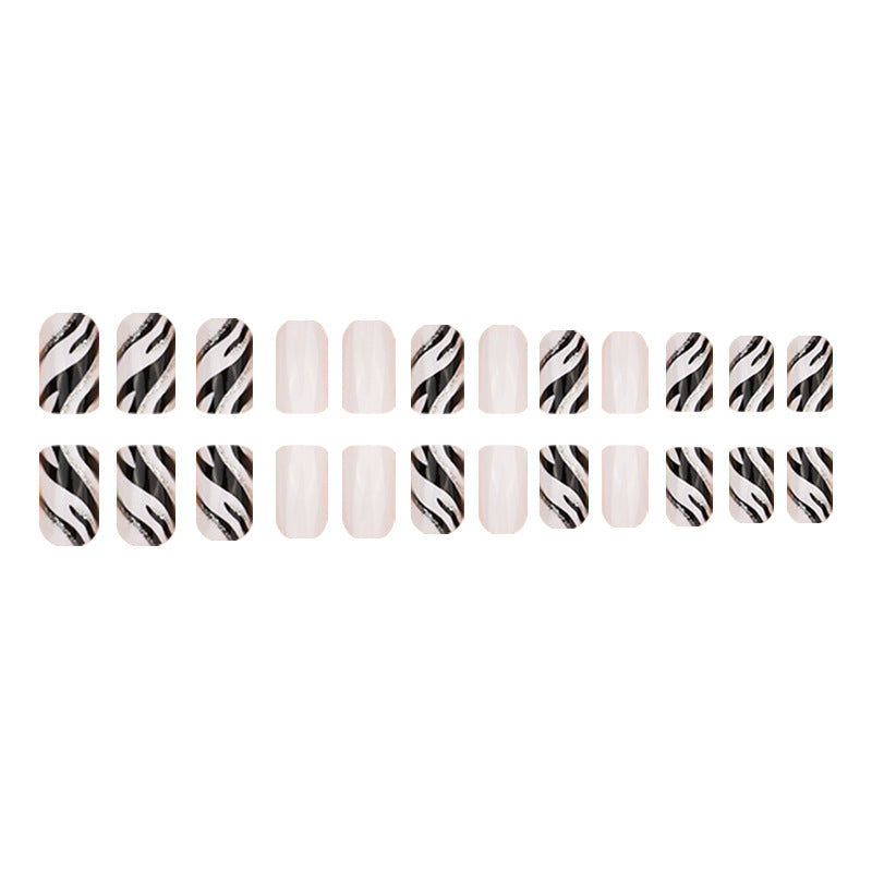Zebra Striped Nail Art Extensions Bowlift