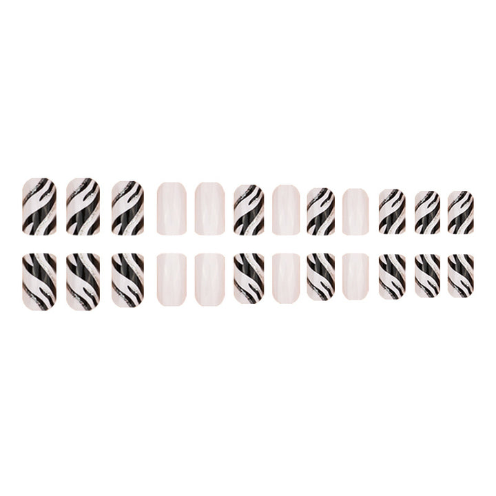 Zebra Striped Nail Art Extensions Bowlift