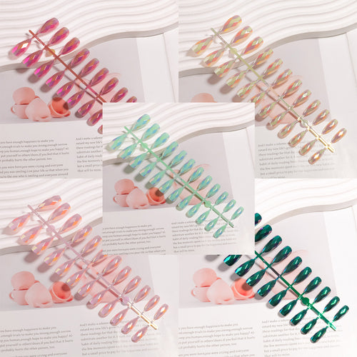 Artistic Press-On Nail Set with Geometric Design Bowlift