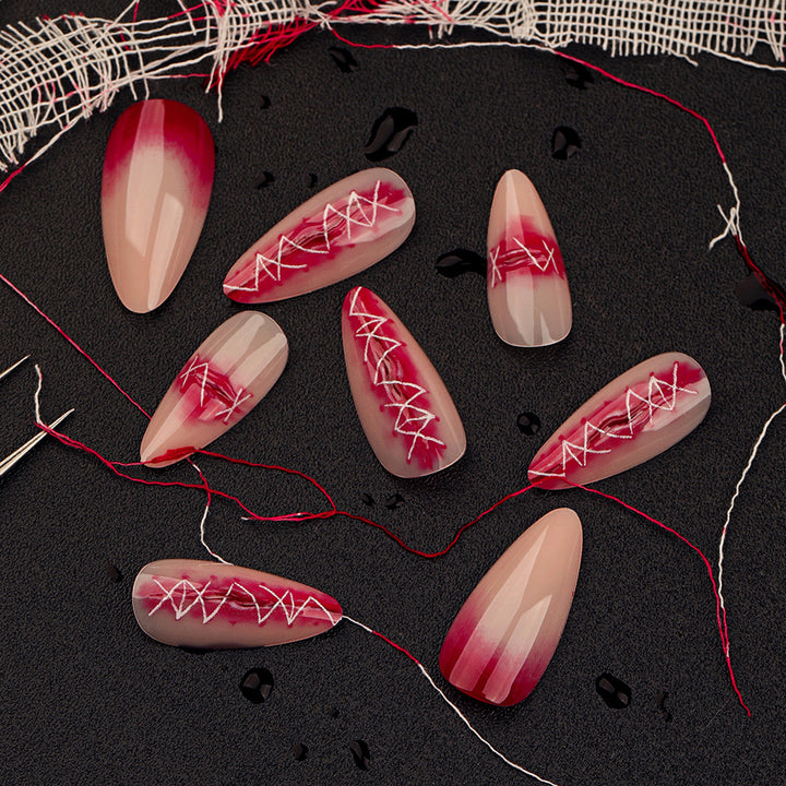 Artful Nail Extensions in Elegant Ombre Style with Art Motif Bowlift